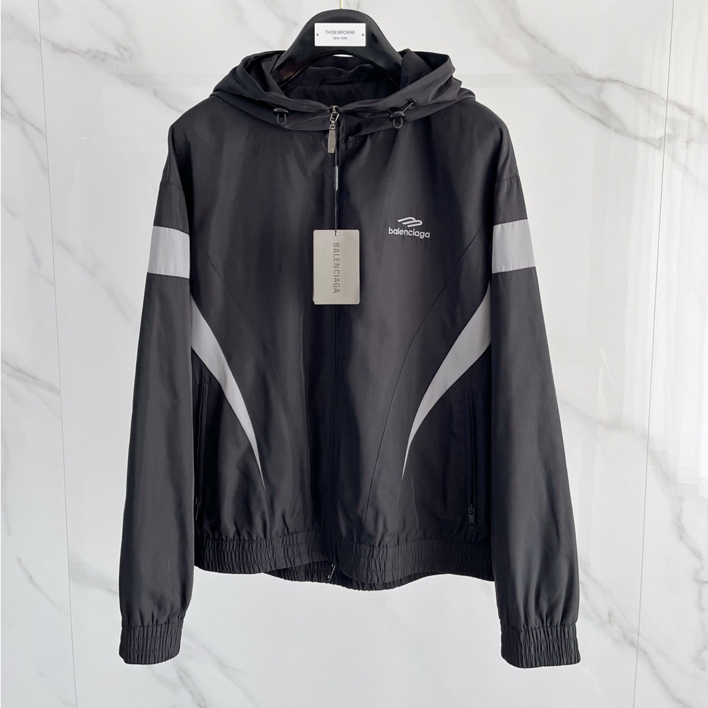 Balenciaga Black And White Hooded Jacket